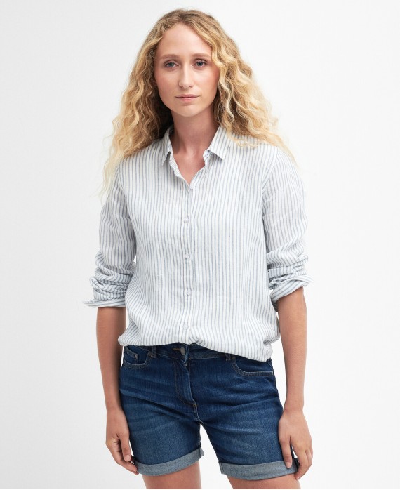 Chemise femme marine shirt barbour chambray striped rayée bleue et blanche