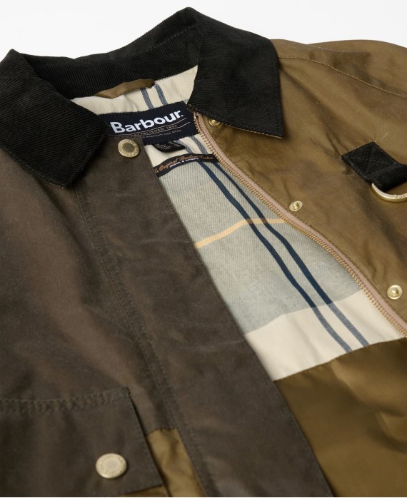 Veste coton huilé Alma barbour vert beige sand archive olive