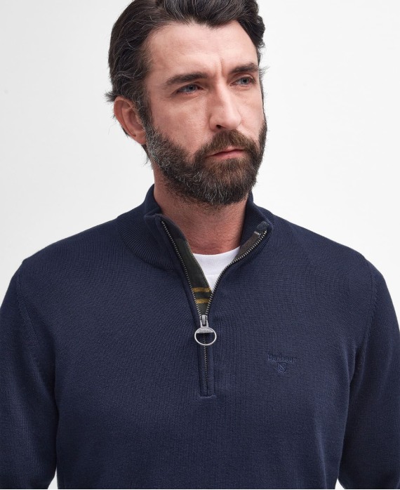 Pull en coton cotton half zip barbour navy bleu marine