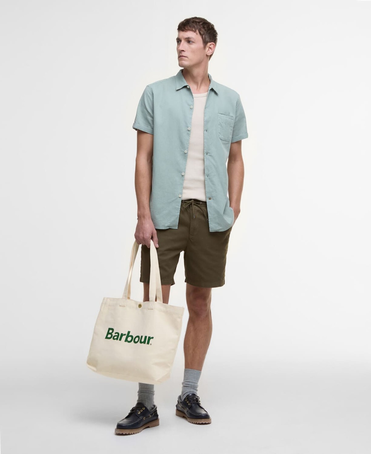 Sac tote bag logo barbour blanc vert white green