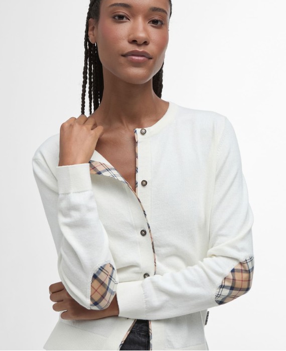 Cardigan Barbour Bredon femme blanc cassé