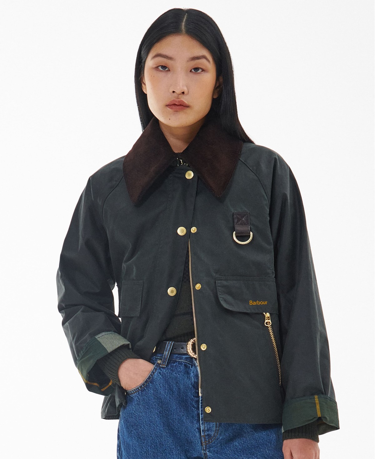 Veste courte coton huilé femme catton spey sage