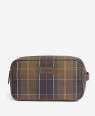 Trousse de toilette en cuir et tartan Barbour