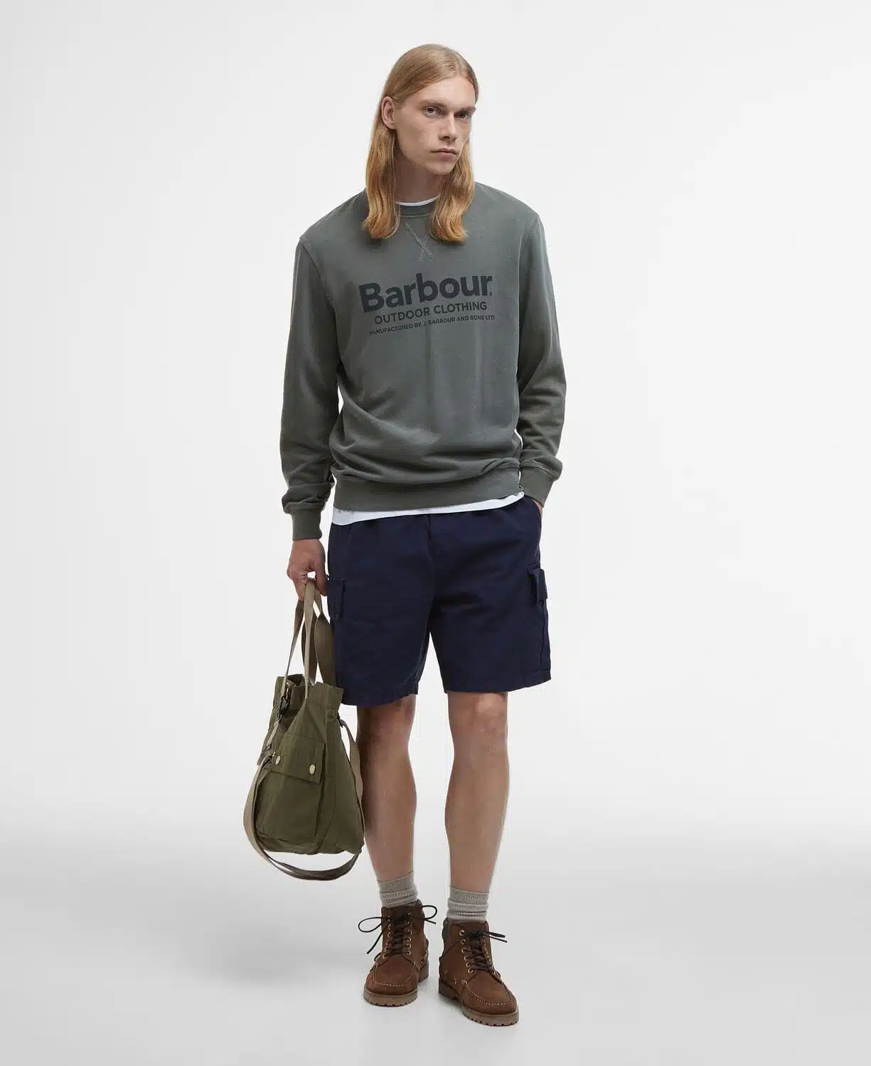 Pull sweatshirt homme larkhill barbour vert kaki light sage