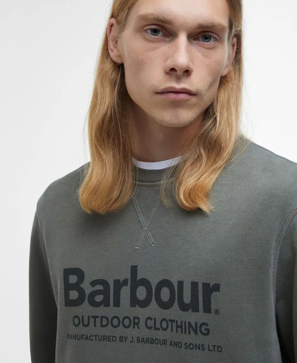 Pull sweatshirt homme larkhill barbour vert kaki light sage