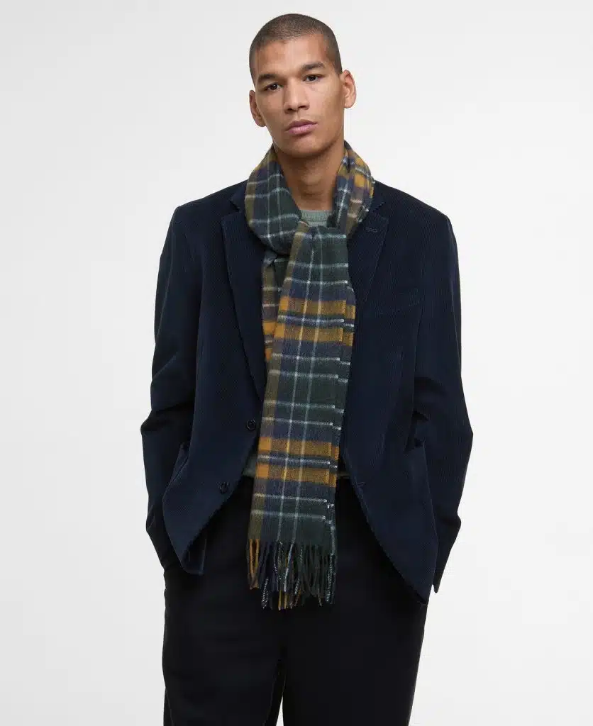 Echarpe en laine d'agneau Barbour forest bronze brown