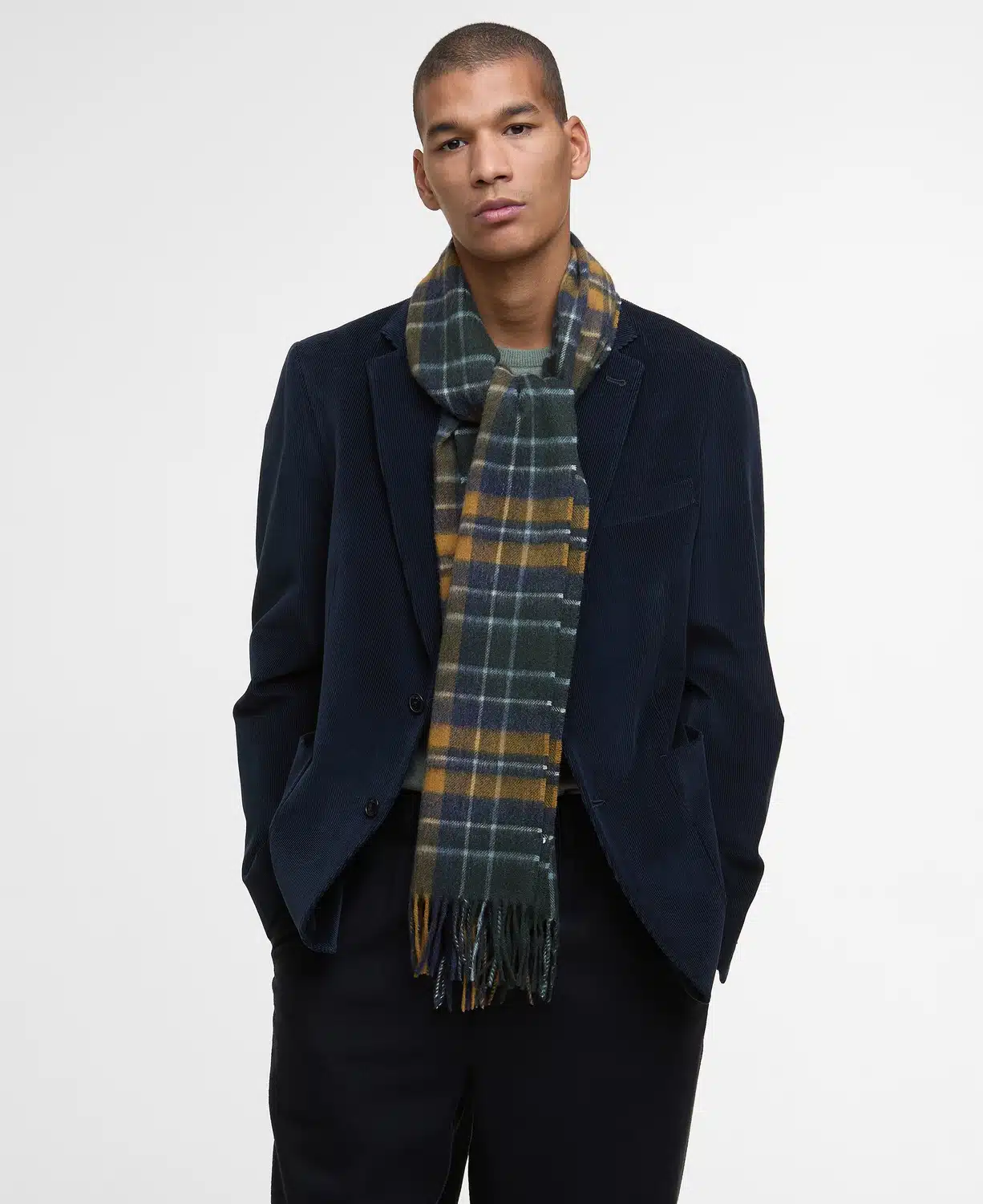 Echarpe en laine d'agneau Barbour forest bronze brown