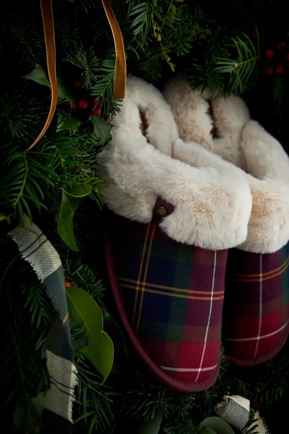 Chaussons fourrés en tartan pour femme barbour Claudia