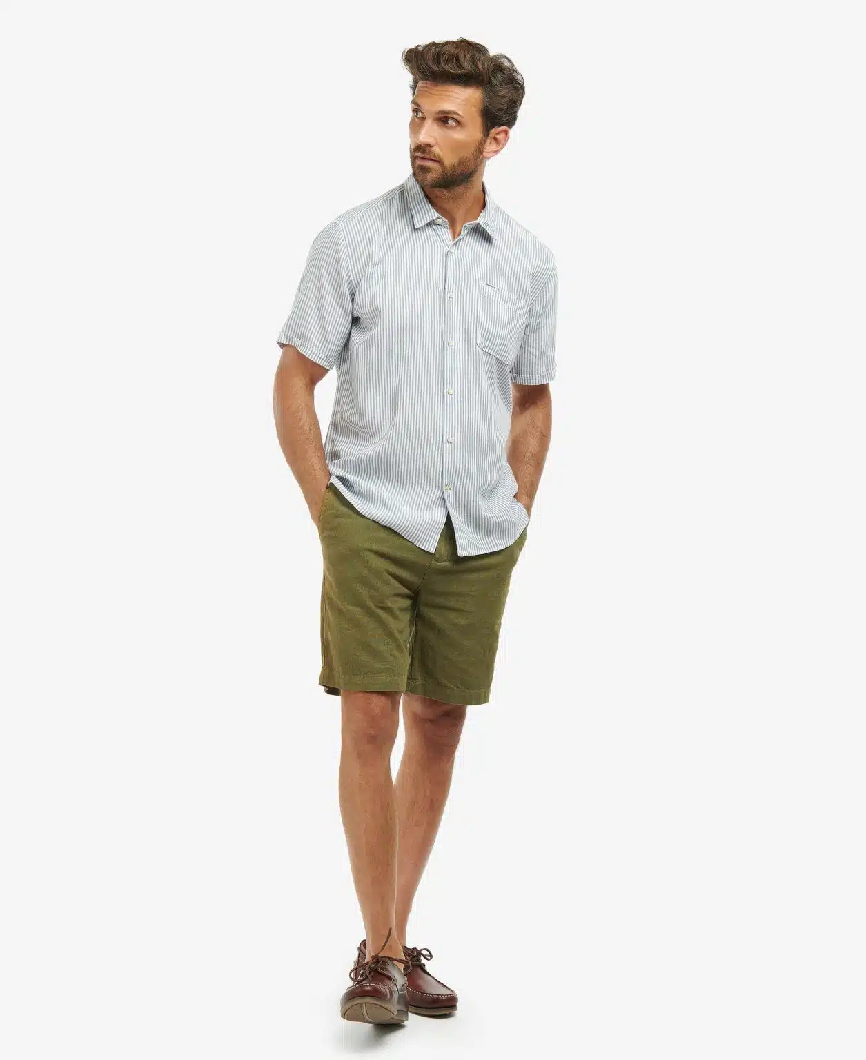 Chemise Barbour Deerpark Summer pour homme en lyocell et lin avec rayures