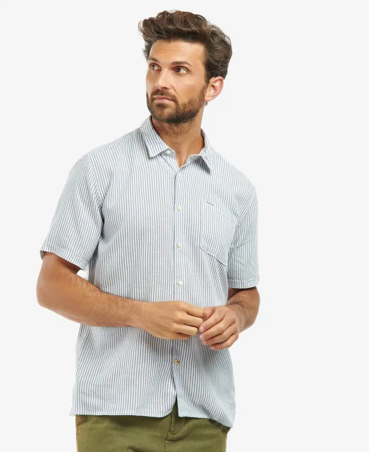 Chemise Barbour Deerpark Summer pour homme en lyocell et lin avec rayures