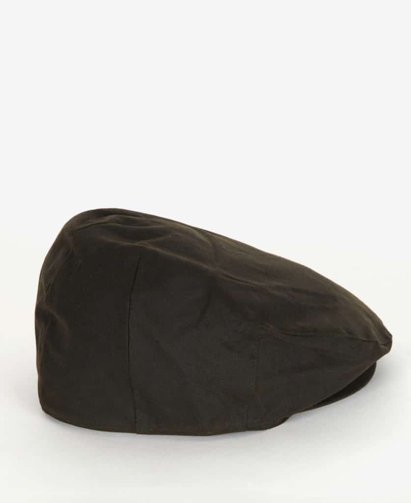 Casquette plate en coton huilé olive Barbour