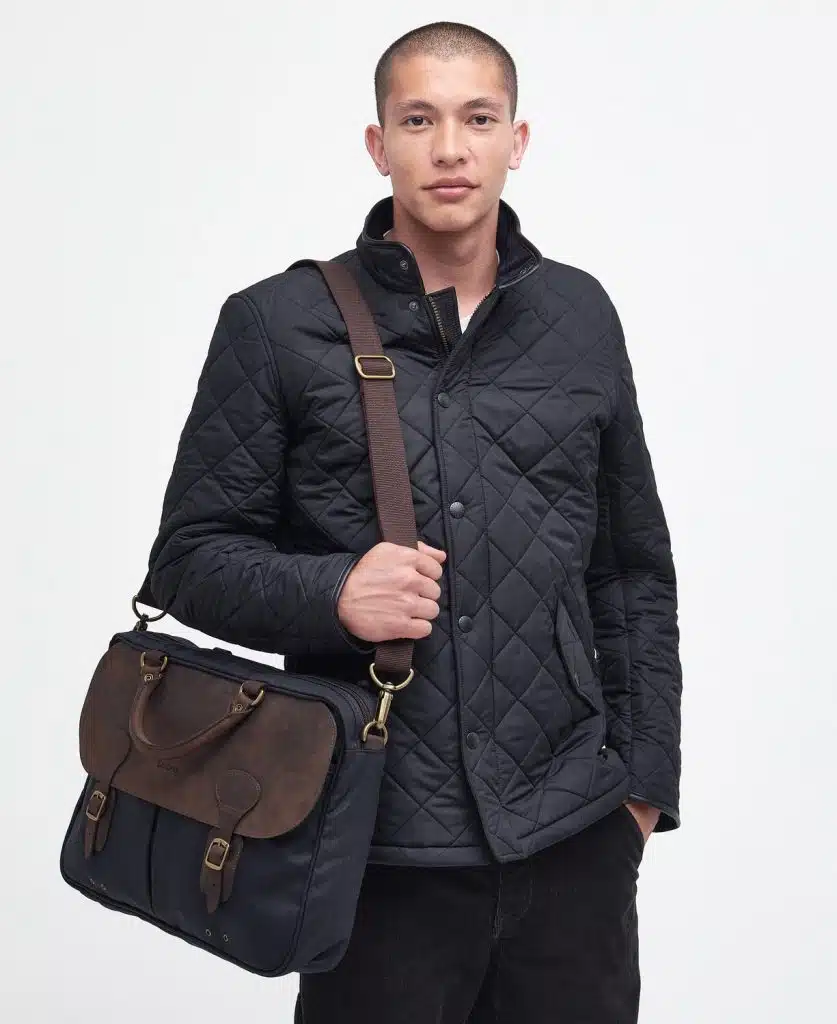 Malette en cuir et coton huilé Barbour