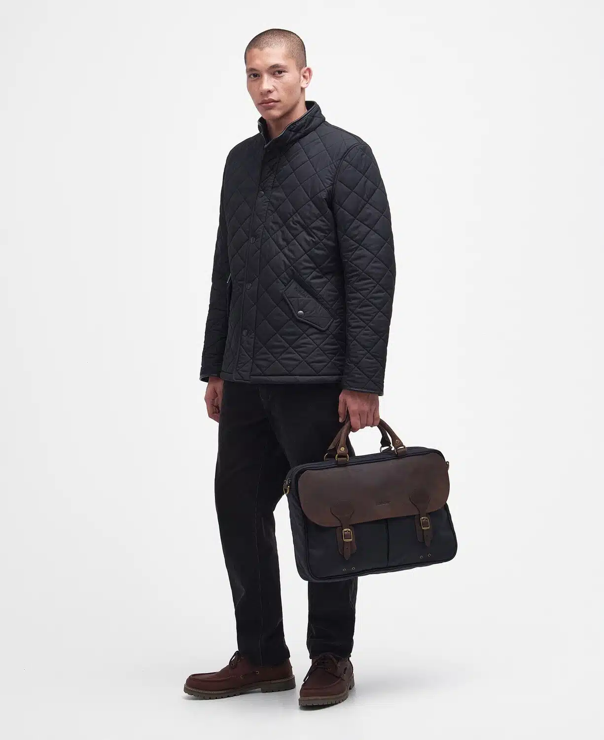 Malette en cuir et coton huilé Barbour