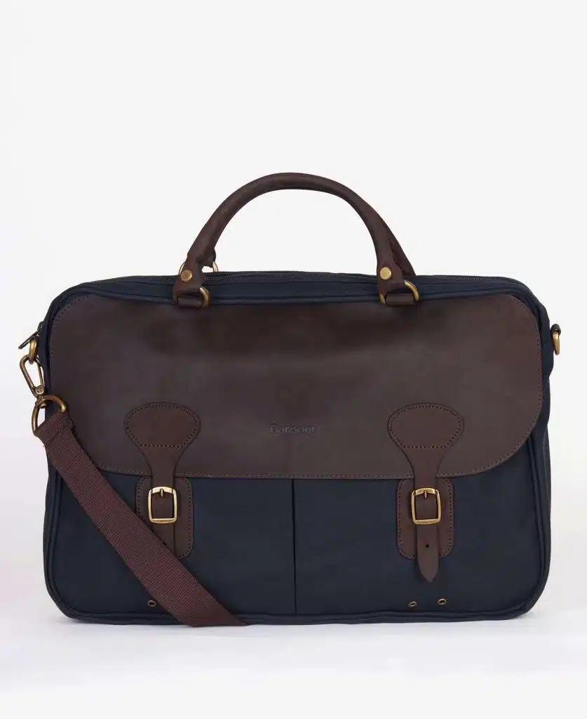 Malette en cuir et coton huilé Barbour