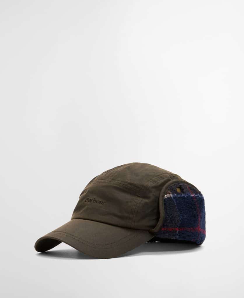 Casquette Lonnen Barbour en coton ciré avec rabats d’oreilles en polaire tartan.