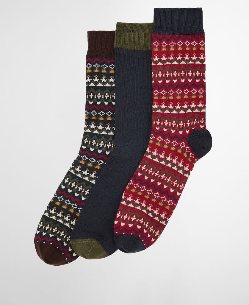 Coffret de trois paires de chaussettes Marlow Fair Isle Barbour Homme