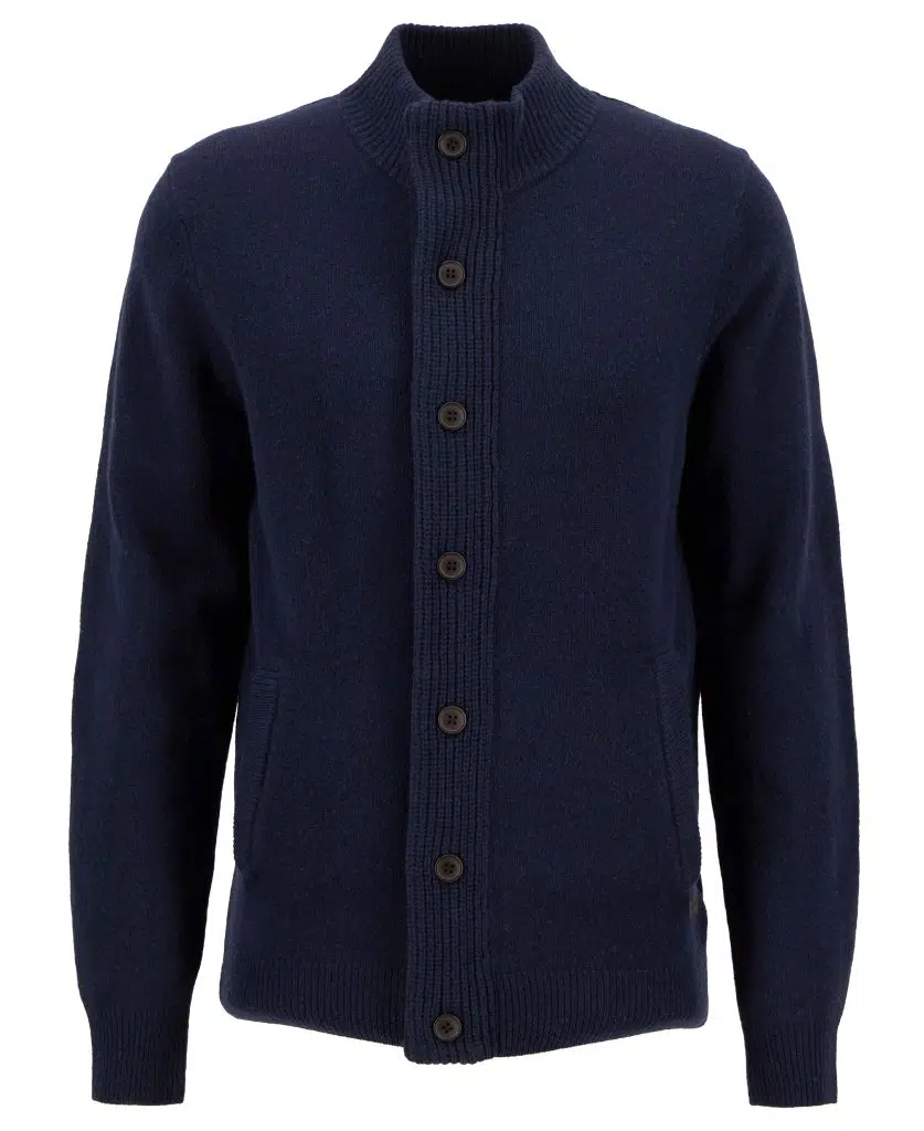 Gilet Barbour Patch Zip Through homme en laine avec fermeture zippée et coudières en daim