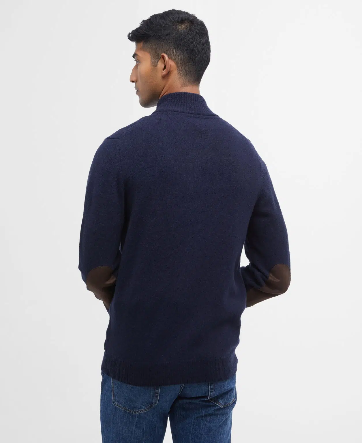 Gilet Barbour Patch Zip Through homme en laine avec fermeture zippée et coudières en daim