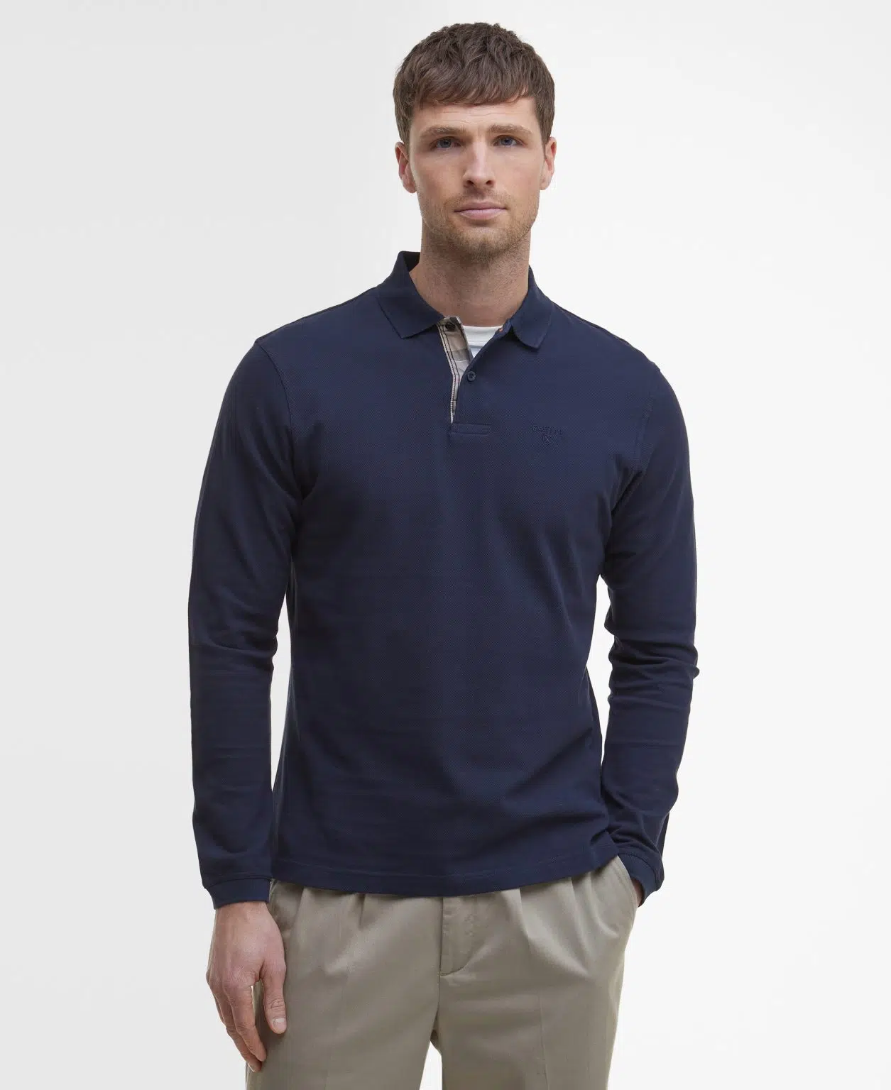 Polo à manches longues Barbour Tartan Pique pour homme en coton piqué avec détails tartan et logo brodé.