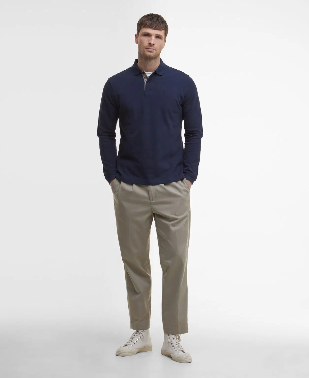 Polo à manches longues Barbour Tartan Pique pour homme en coton piqué avec détails tartan et logo brodé.