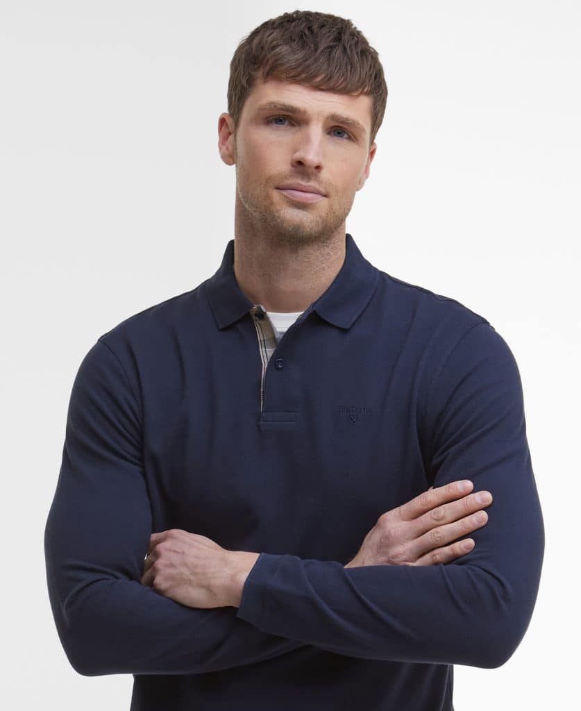Polo à manches longues Barbour Tartan Pique pour homme en coton piqué avec détails tartan et logo brodé.