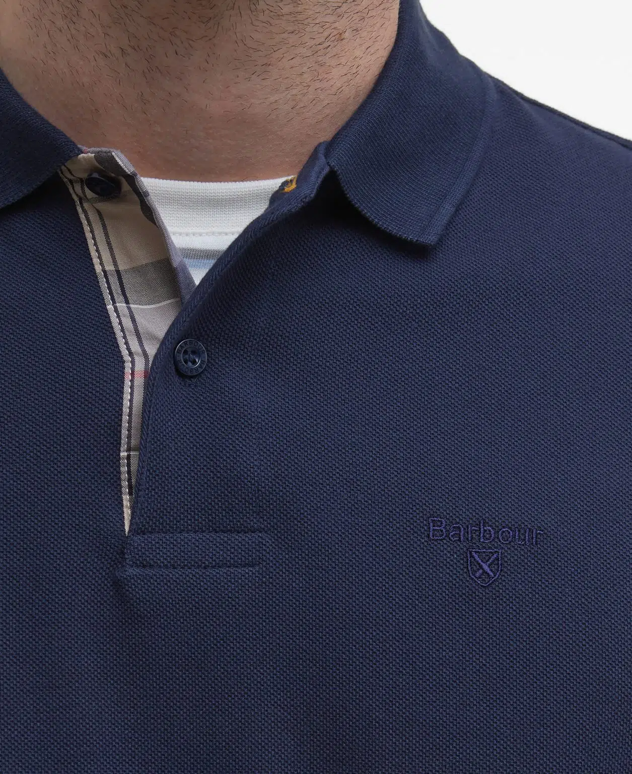 Polo à manches longues Barbour Tartan Pique pour homme en coton piqué avec détails tartan et logo brodé.