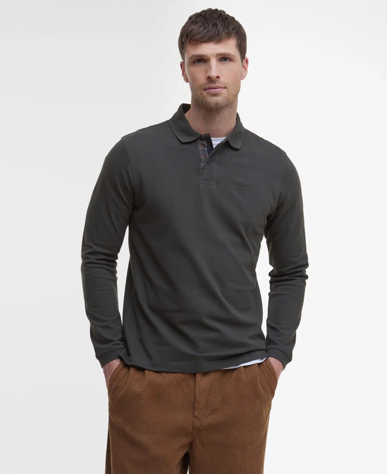 Polo à manches longues Barbour Tartan Pique pour homme en coton piqué avec détails tartan et logo brodé.