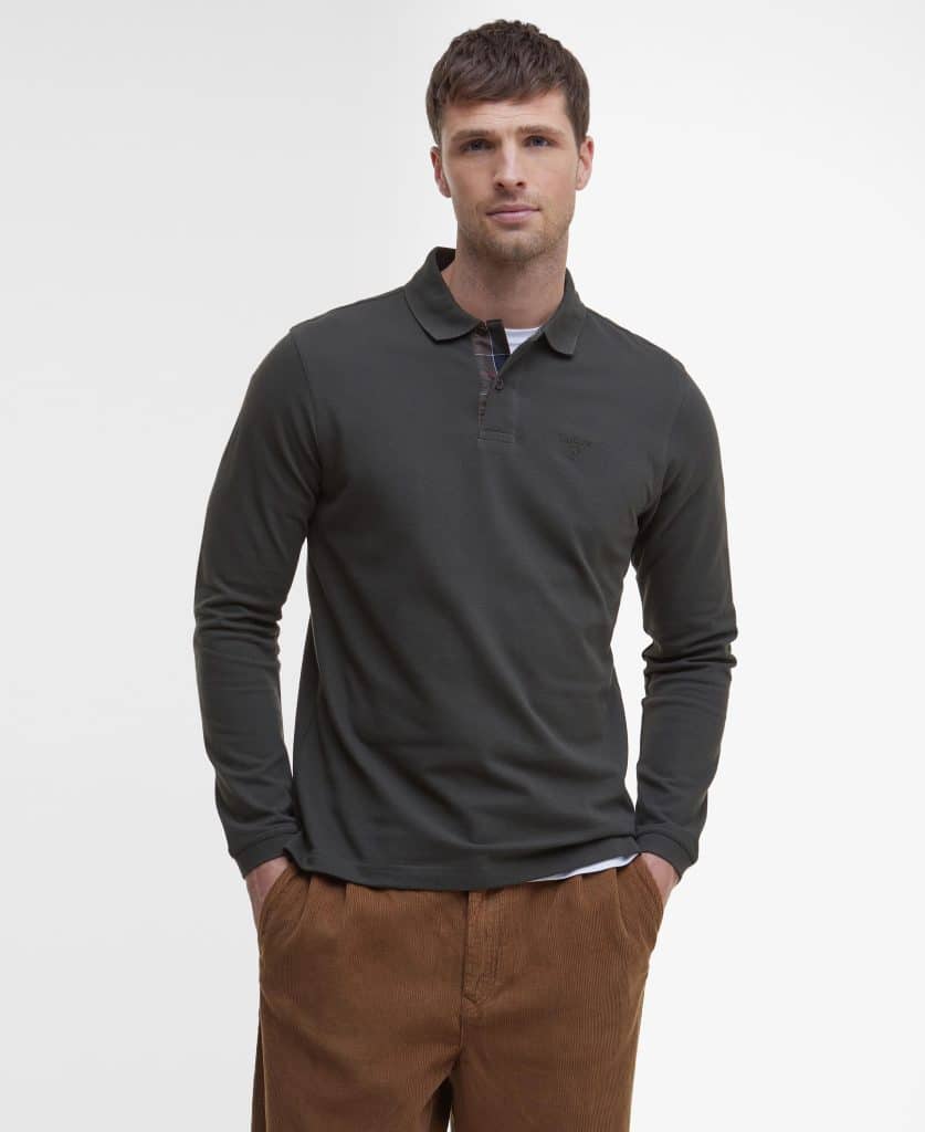 Polo à manches longues Barbour Tartan Pique pour homme en coton piqué avec détails tartan et logo brodé.