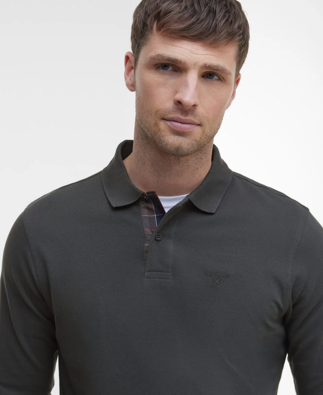 Polo à manches longues Barbour Tartan Pique pour homme en coton piqué avec détails tartan et logo brodé.