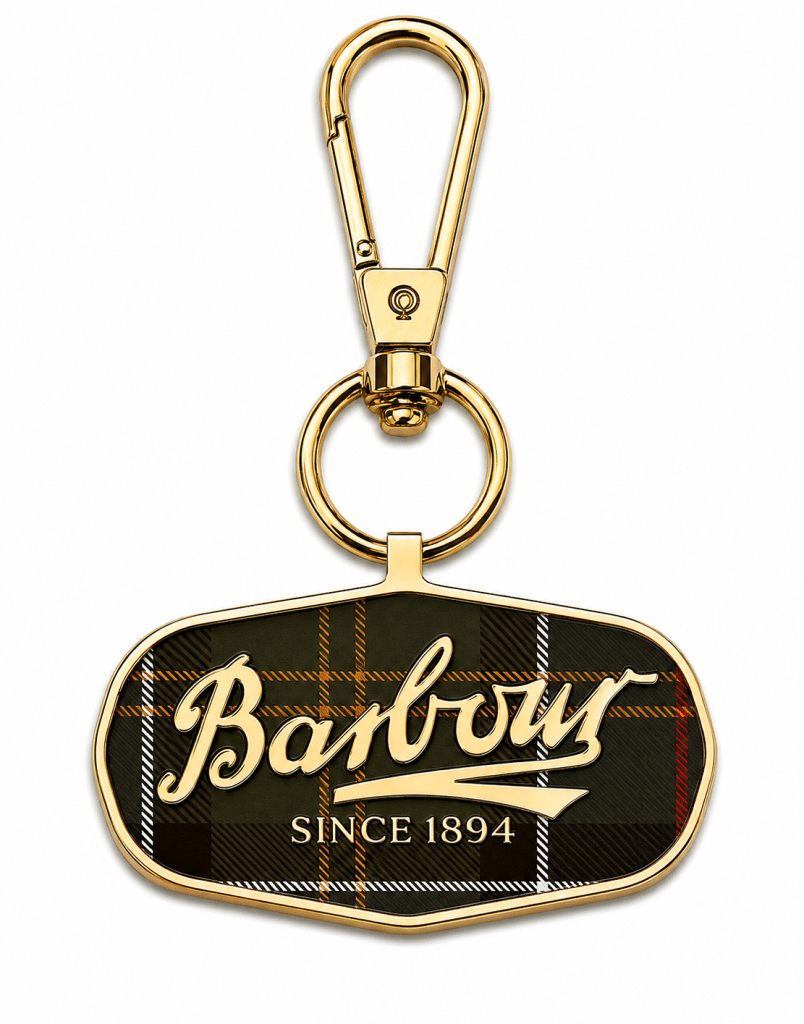 Porte-clés Classic Tartan Barbour en métal avec logo Barbour