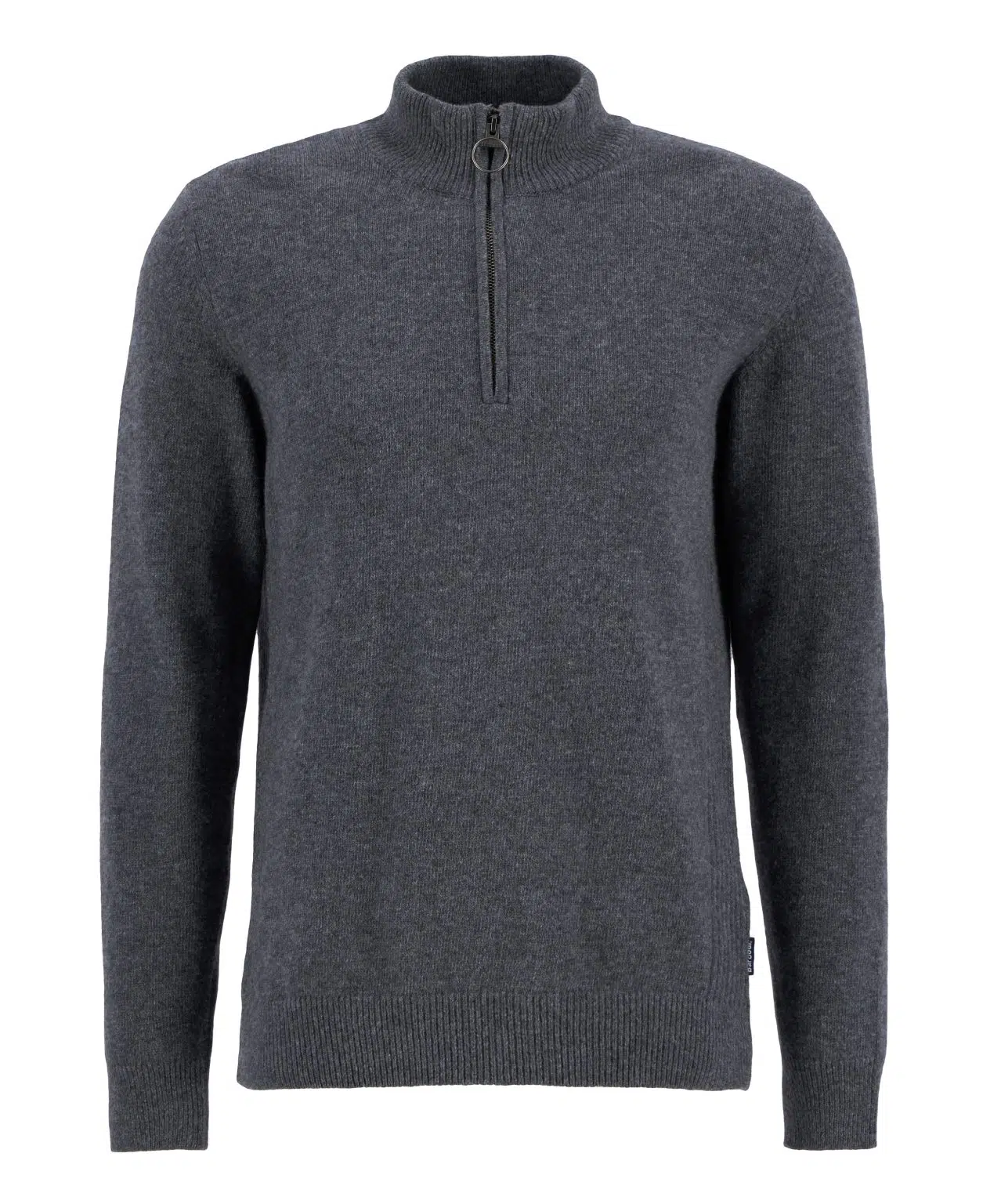 Pull Barbour Holden pour homme en laine, avec col zippé et détails tartan aux coudes et au col.
