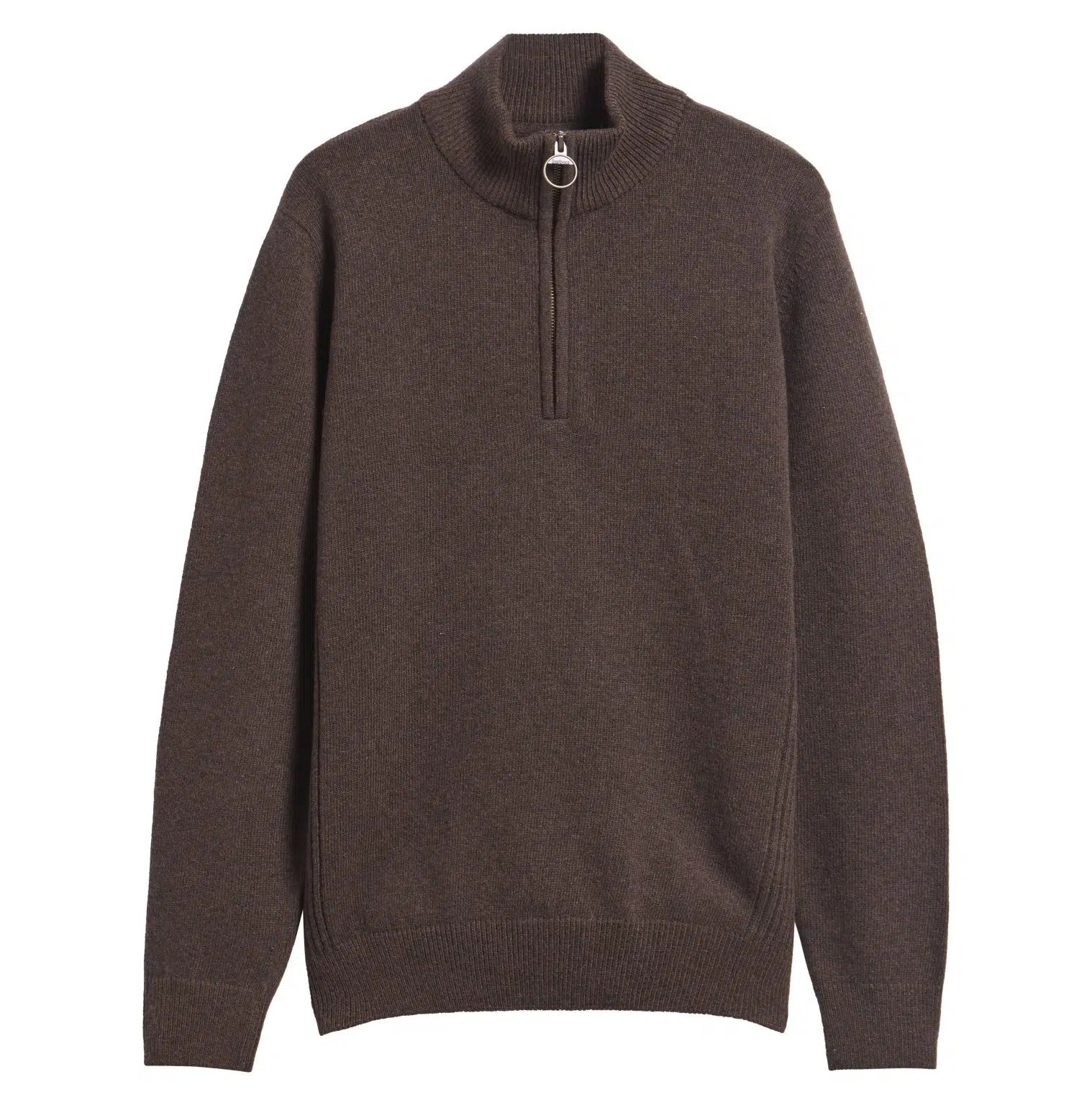 Pull Barbour Holden pour homme en laine, avec col zippé et détails tartan aux coudes et au col.