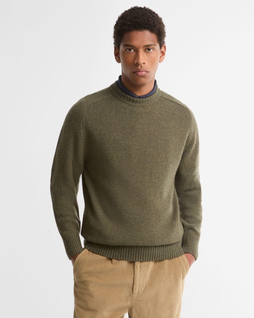 Pull col rond Newtown Barbour Homme en laine d’agneau