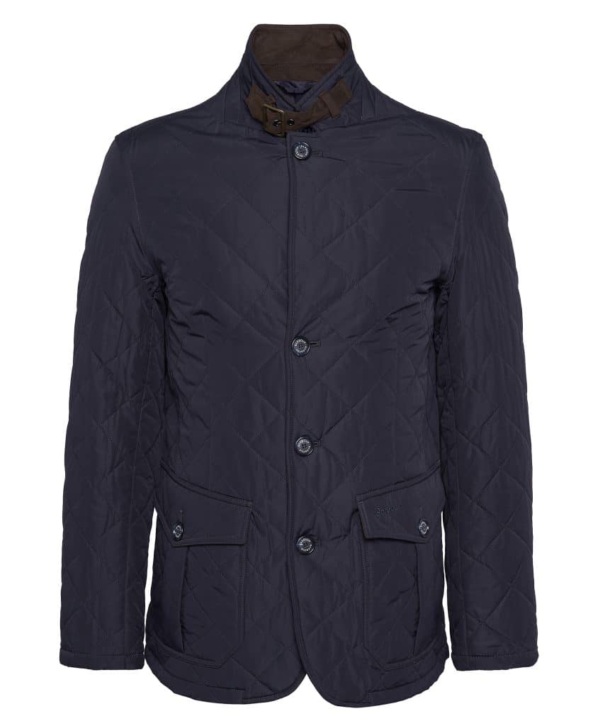 Veste matelassée Barbour Quilted Lutz homme navy avec col montant