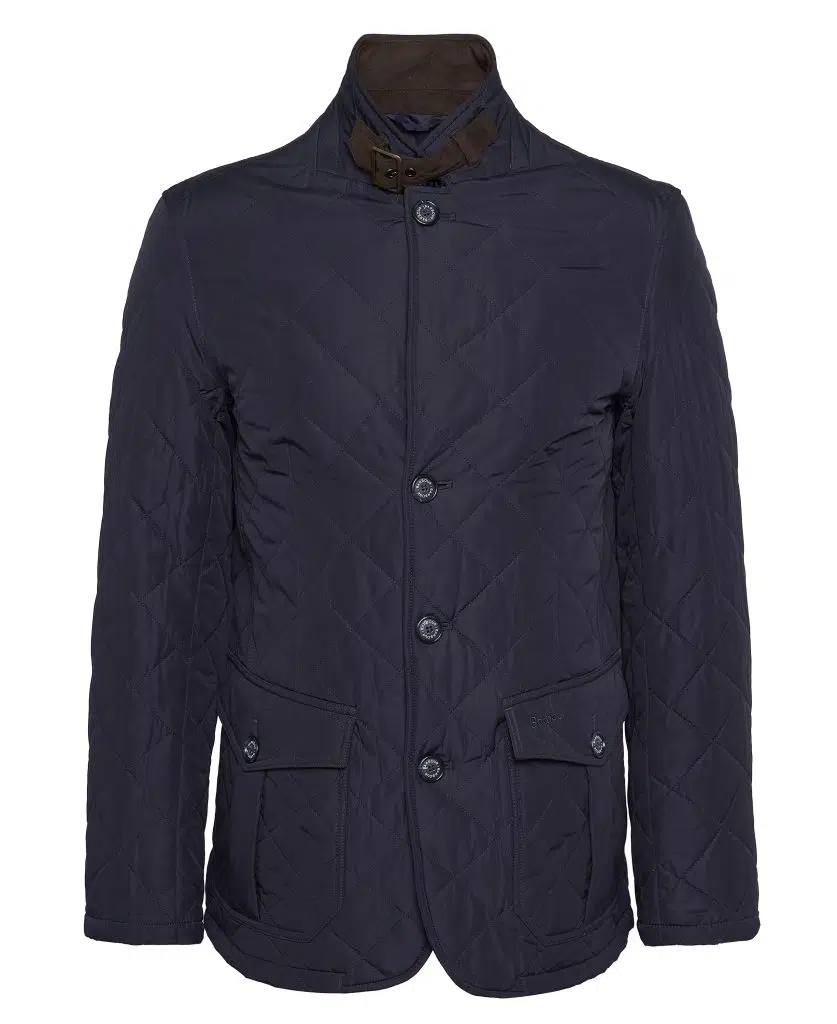 Veste matelassée Barbour Quilted Lutz homme navy avec col montant