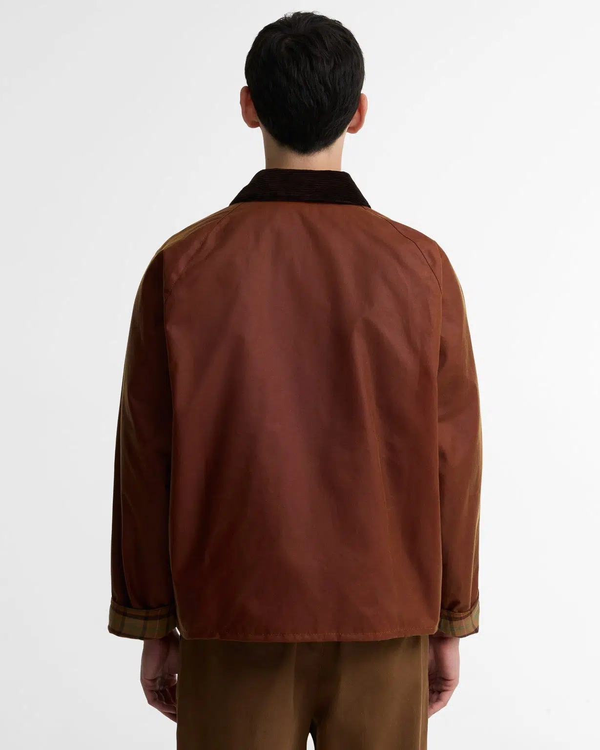 Veste huilée Key Transport Barbour x Paul Smith en coton ciré avec col en velours côtelé et détails colorés.