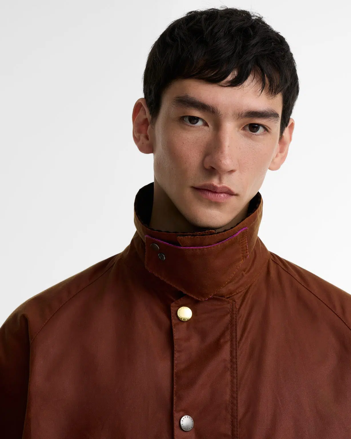 Veste huilée Key Transport Barbour x Paul Smith en coton ciré avec col en velours côtelé et détails colorés.