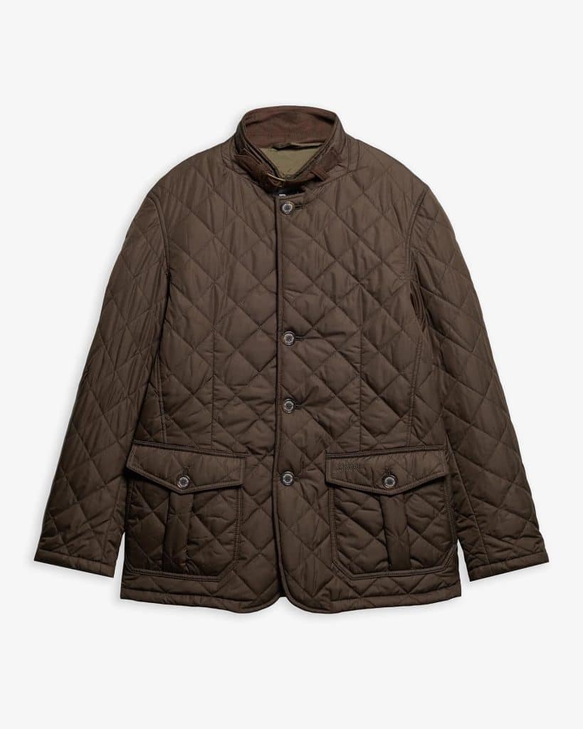 Veste matelassée Barbour Quilted Lutz homme vert olive avec col montant