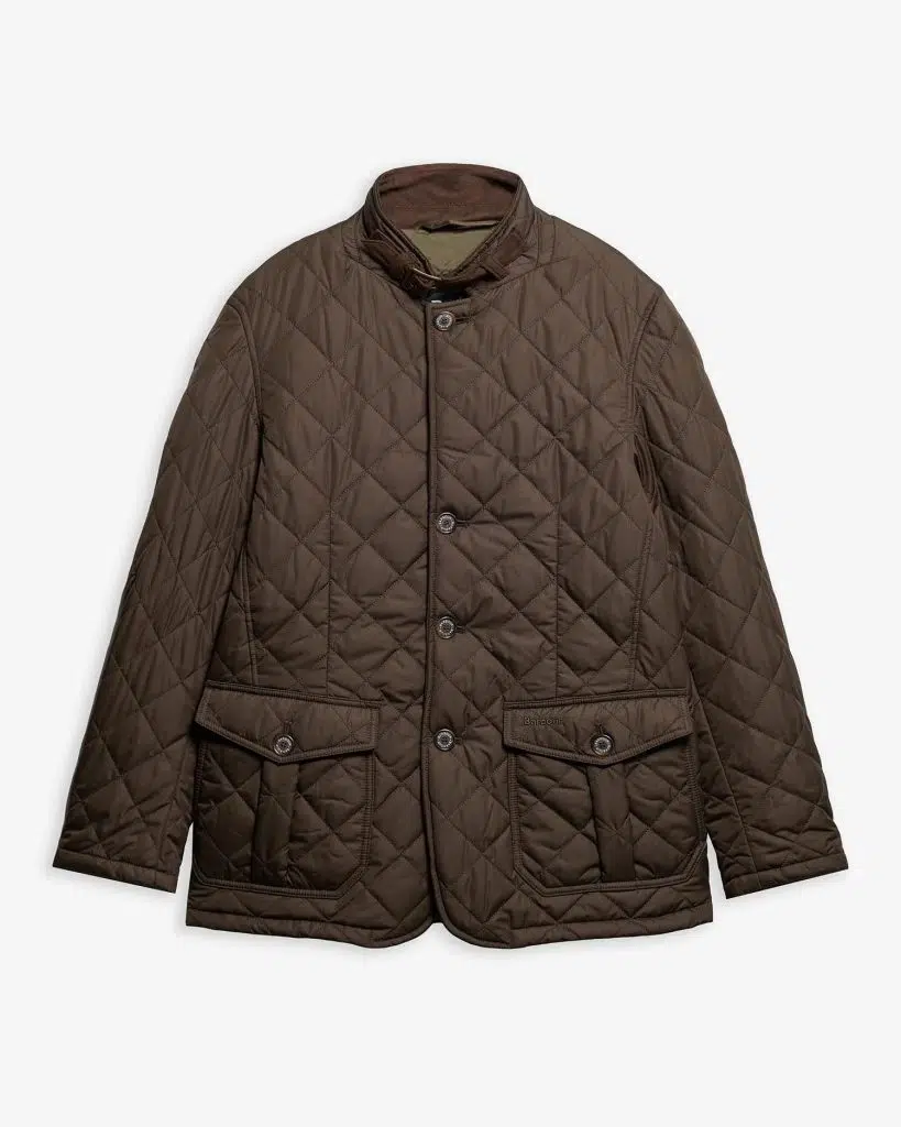 Veste matelassée Barbour Quilted Lutz homme vert olive avec col montant