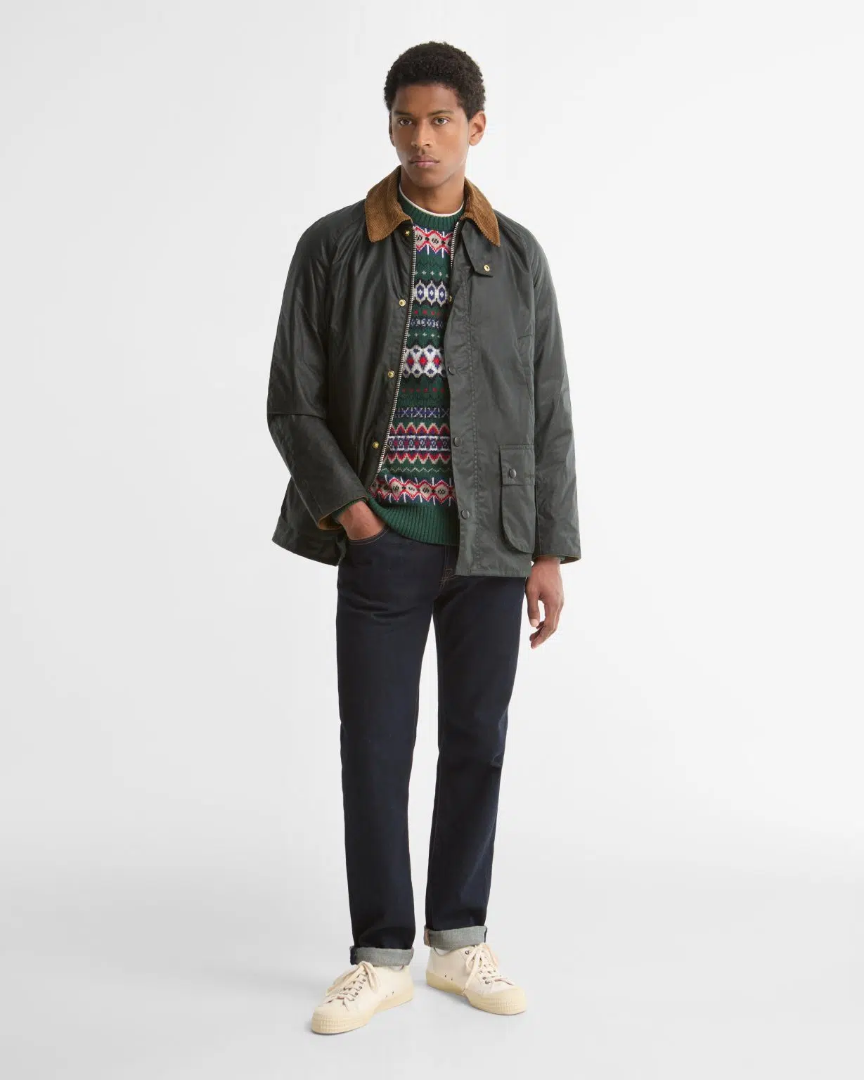 Veste huilée Festive Ashby Barbour pour homme en coton ciré avec col en velours côtelé