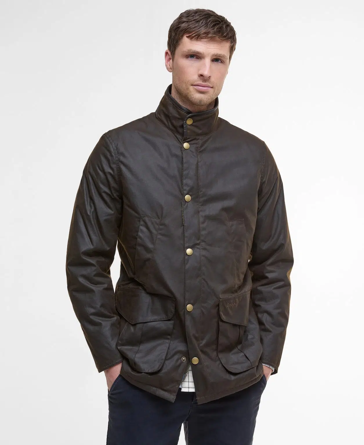 Veste huilée Barbour Hereford pour homme en coton ciré avec col en velours côtelé