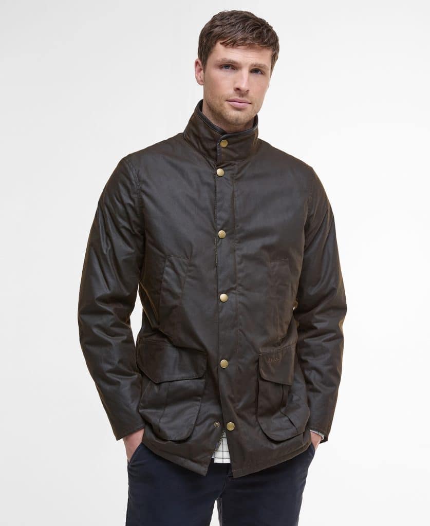 Veste huilée Barbour Hereford pour homme en coton ciré avec col en velours côtelé