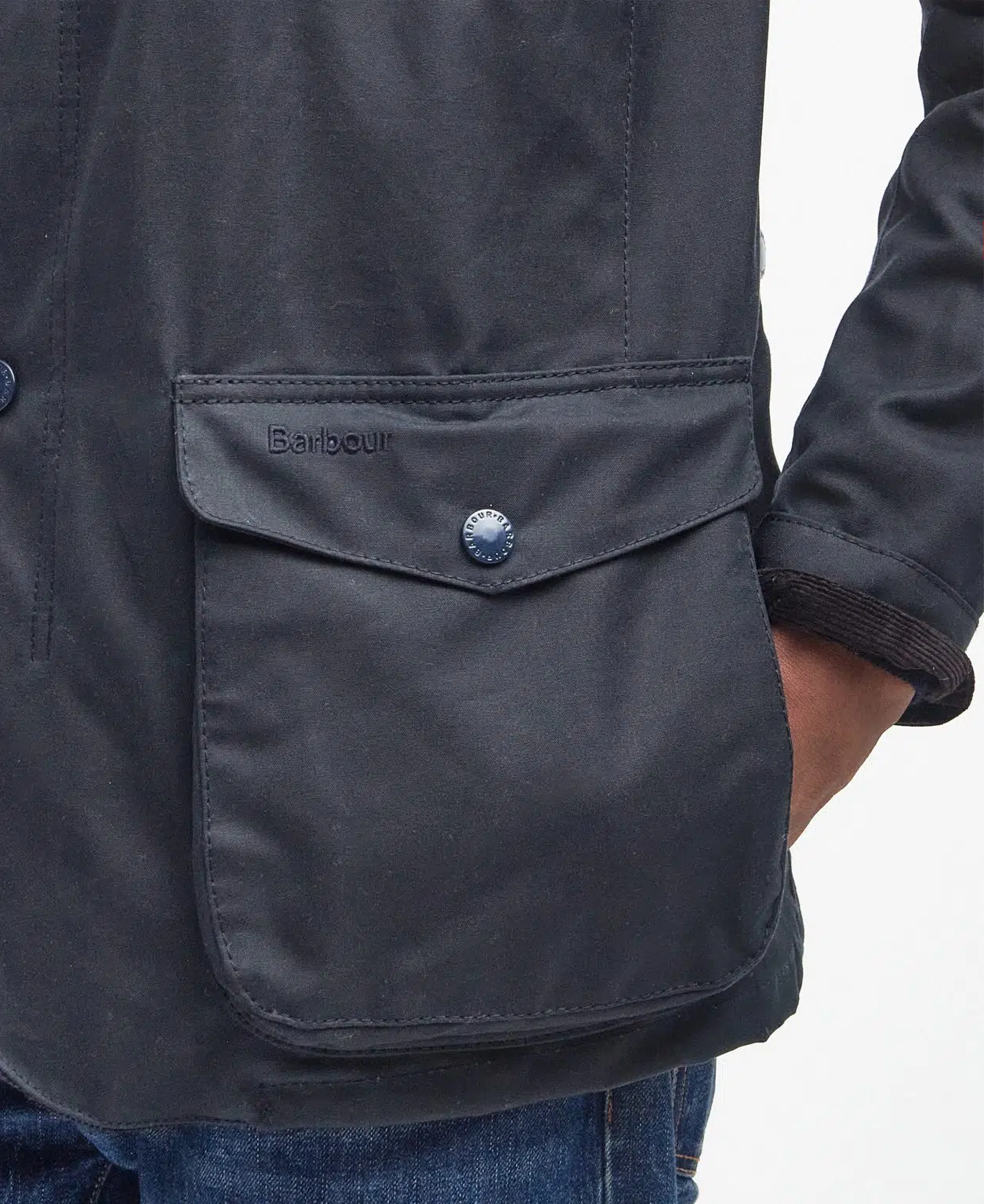 Veste Barbour Ogston pour homme en coton huilé avec gilet matelassé intégré, col en velours côtelé et poches avant.